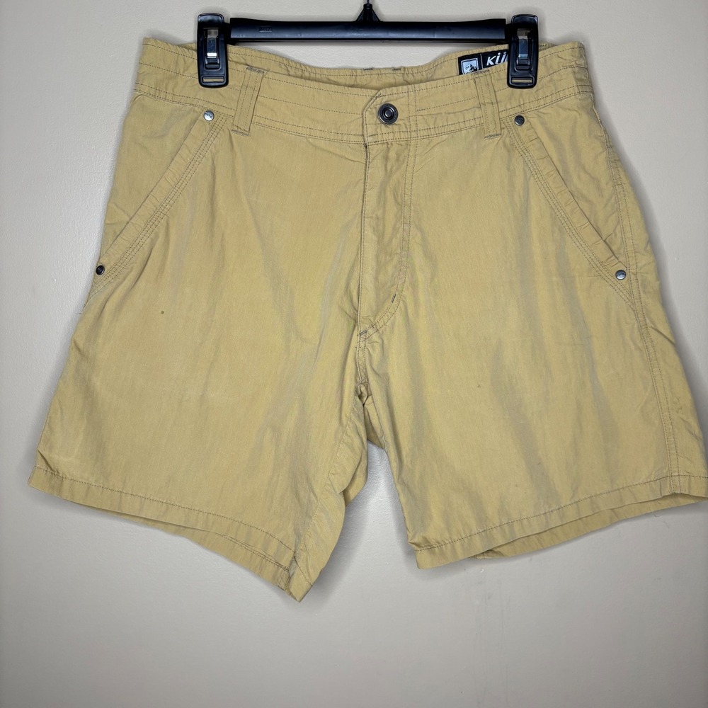 Kuhl Mens Khaki Hiking Shorts Size 32 Cotton Nylon Utility Trail Gorpcore Tan - Picture 2 of 11